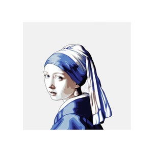 Delft Blue Ceramic Tile: Girl with a Pearl Earring Handmade ceramic art, Delft tile, Dutch art, Johannes Vermeer Geen hoekornamenten