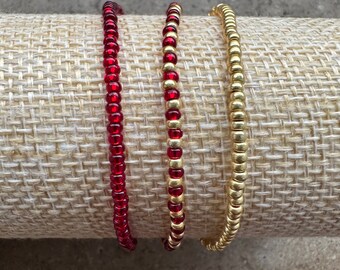 Set von (3 Stück) Samen Perlen Armbänder, Perlen Armband, Stapelarmband, Farben wählen, Freundschaftsarmband, Strand, Bunt, Sommer