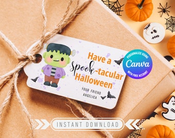 Personalized Halloween Gift Tags | Printable Treat Bag Labels (PDF)