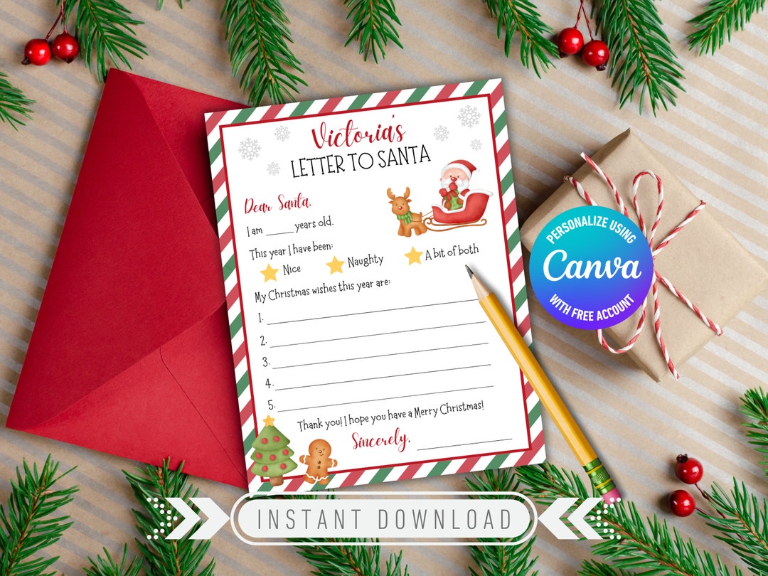 Editable Letter to Santa Template | Christmas Wish List (digital ...