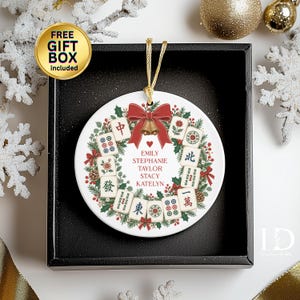Personalized Mahjong Christmas Ornament, Mahjong Group Gift, Custom Names Keepsake, Mahjong Friends Gift, Game Night Christmas Decor image 8