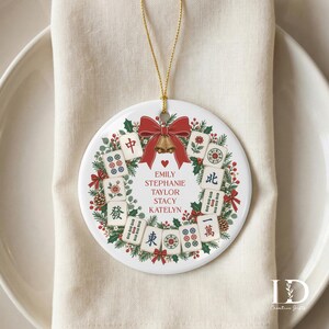 Personalized Mahjong Christmas Ornament, Mahjong Group Gift, Custom Names Keepsake, Mahjong Friends Gift, Game Night Christmas Decor image 5