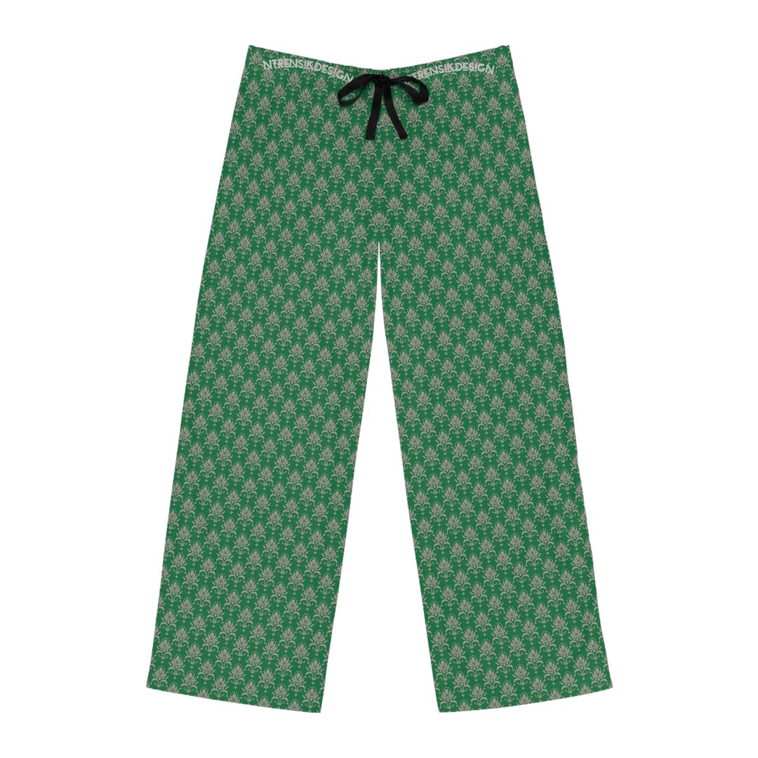 Elegant Dark Green Pajama Pants Classic Patterned Nightwear Etsy