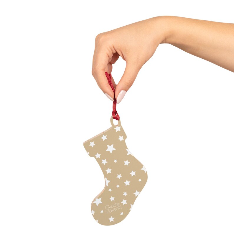 Christmas Stocking Wooden Ornaments With Exclusive Italian Design Print