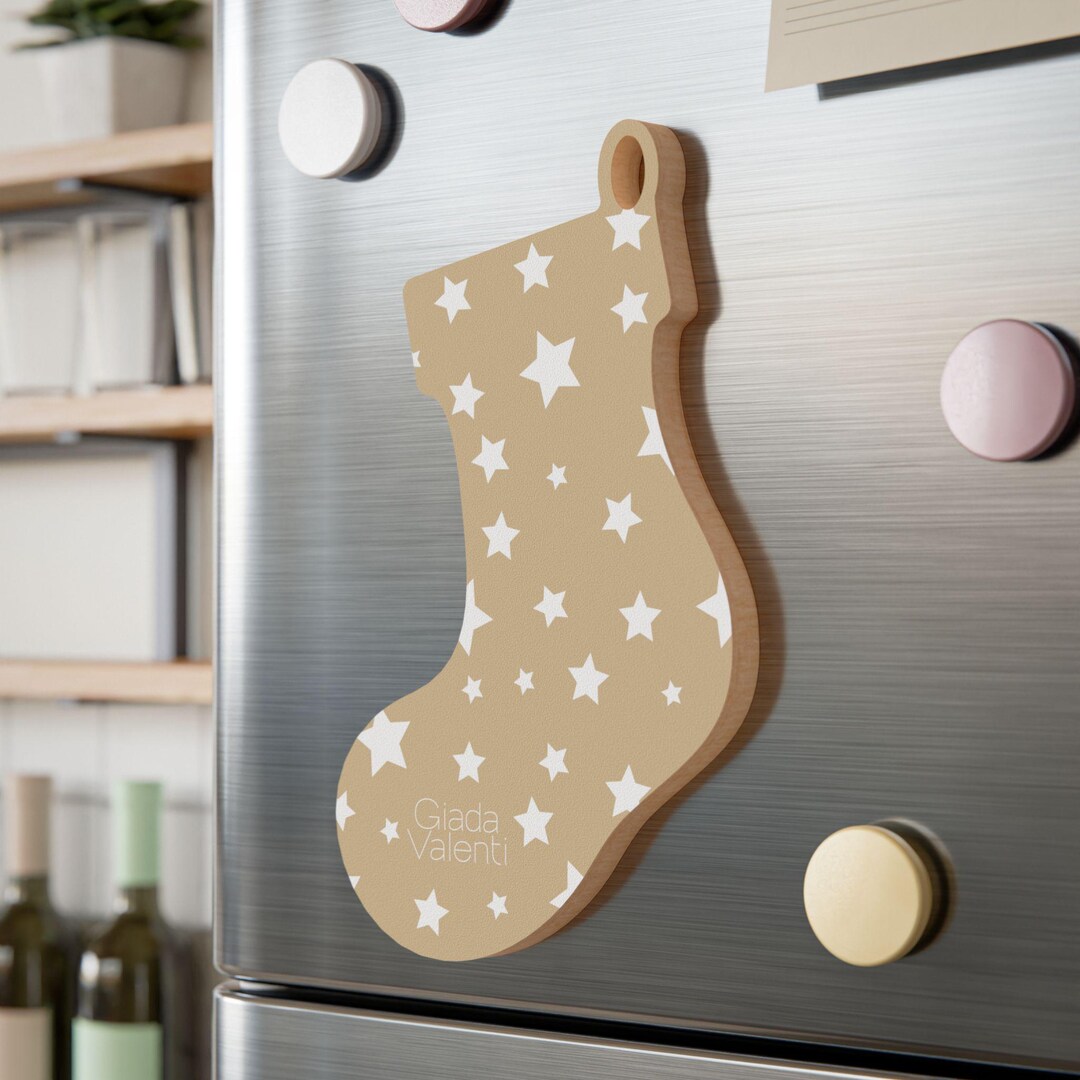 Christmas Stocking Wooden Ornaments With Exclusive Italian Design Print