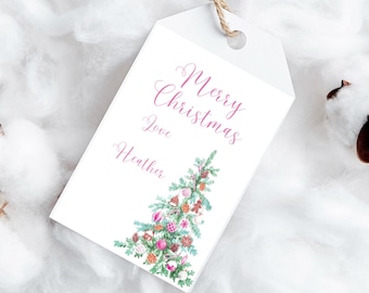 Vintage Christmas Gift Tag Template | Editable Ornament Design (Digital Download)
