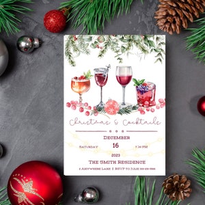 Christmas Cocktail Party Invitation | INSTANT DOWNLOAD | Holiday Party Invites |  Printable Invite | editable template | X-mas party invite