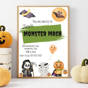 Little Monsters Halloween Invitation | INSTANT DOWNLOAD | Editable Party Invite | Costume Party Invite | Halloween invites | Kids party