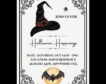 Editable Vintage Halloween Costume Party Invitation (Digital Download)