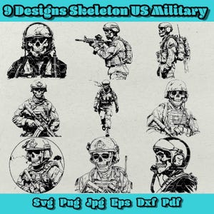 Bundle di scheletro militare degli Stati Uniti in formato SVG, soldato in formato SVG, truppe dell'esercito di guerra dell'operazione militare degli Stati Uniti, soldato armato, veterano, soldato che cammina, guerriero PNG
