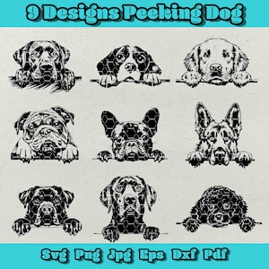 Peeking Dog Breeds SVG Bundle (9 Designs)