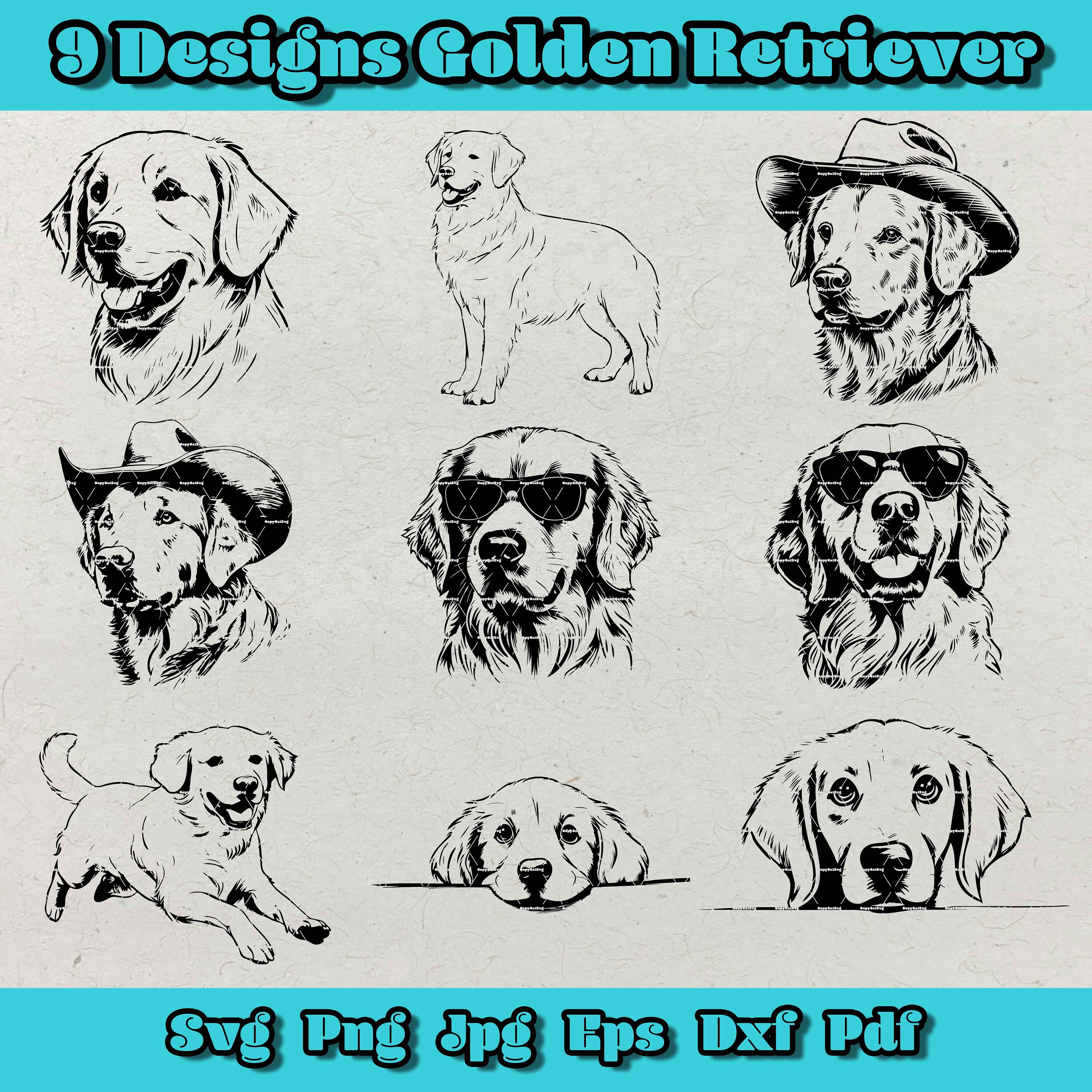 Golden Retriever SVG Bundle, Dog Svg, 9 Cut Files, Lovable Dog Breed ...