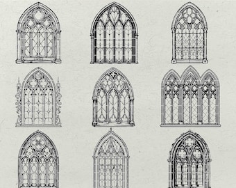 Paquete SVG de ventana victoriana gótica: imágenes prediseñadas de vidrio medieval embrujado