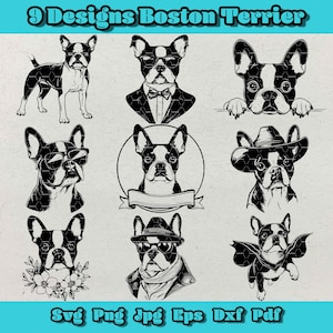 Boston Terrier Svg Bundle, Cute Dog Clipart, Puppy PNG, Pet Silhouette DXF, Superhero Boston Terrier Design, Dog Lover Digital Art