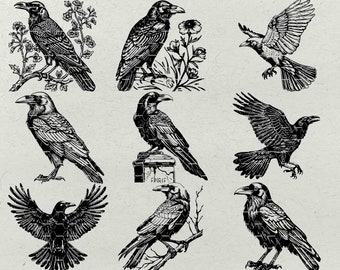 Gothic Raven SVG Bundle: Spooky Halloween Crow Designs (Digital Product)