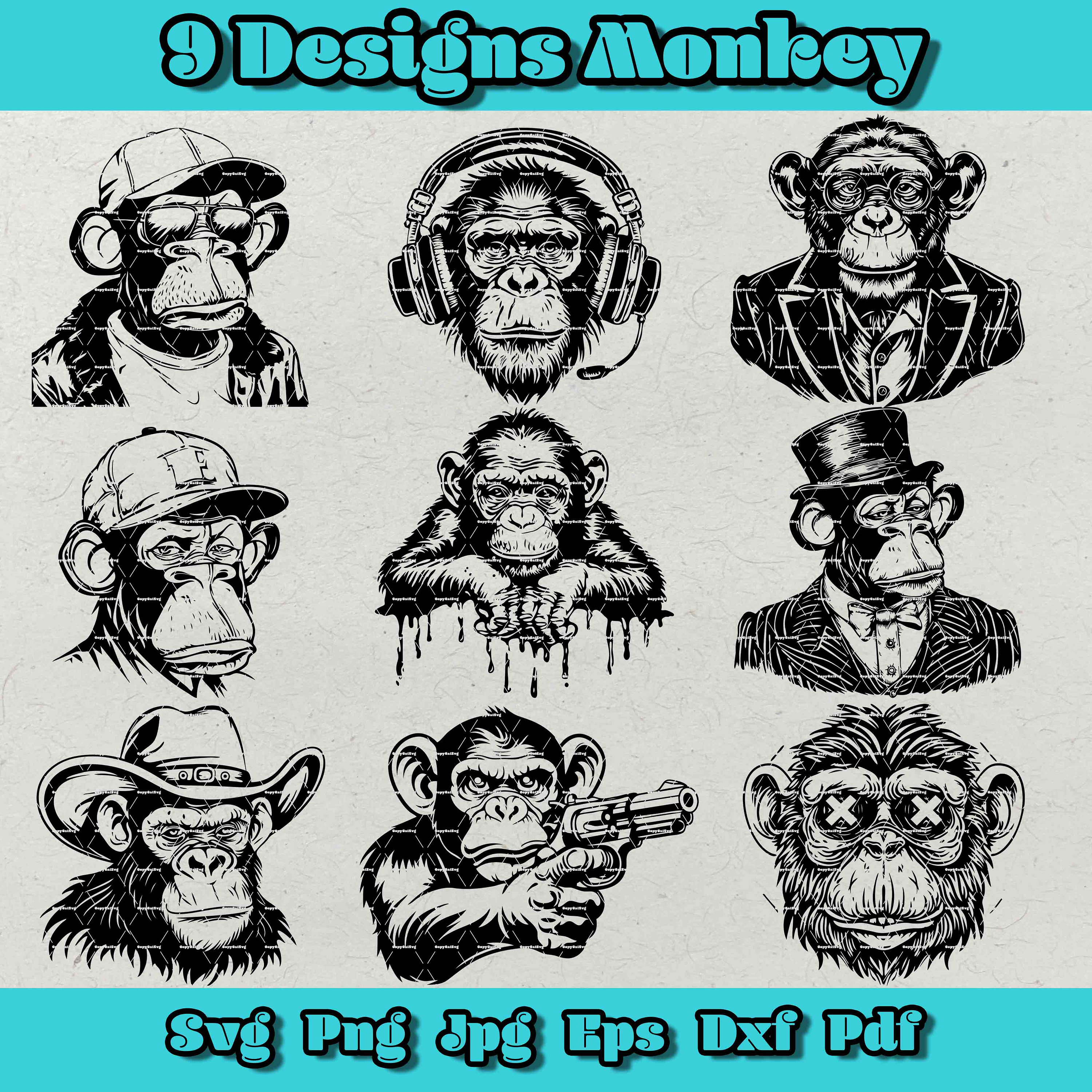 Monkey Svg Bundle, Cool Monkey Svg, Monkey With Gun Png, Monkey in