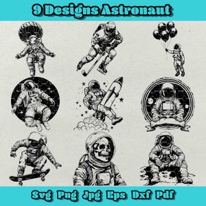 Astronaut Svg Bundle, Astronaut Holding Balloons Dxf, Skateboarding Astronaut svg,Astronaut Playing Ice Hockey Png,Astronaut Riding a Rocket