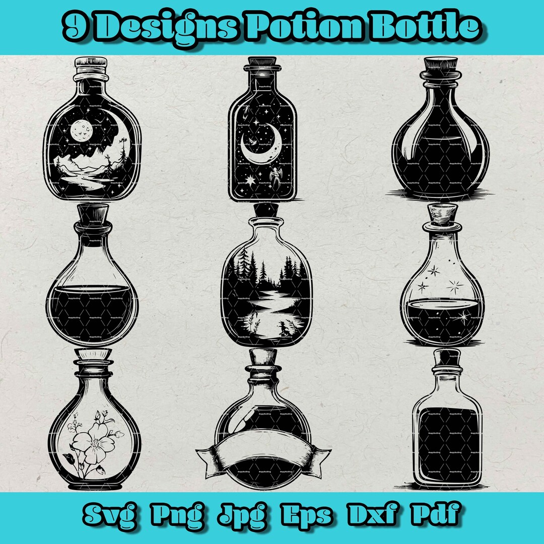 Elixir Development Svg Potion Bottle SVG Bundle: Witchcraft Elixir Clipart (digital Product ...
