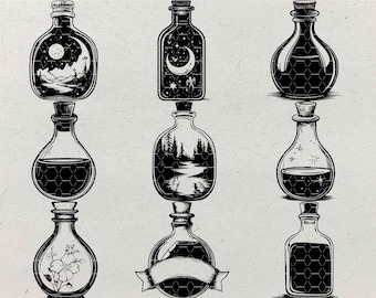 Potion Bottle SVG Bundle: Witchcraft Elixir Clipart (Digital Product)