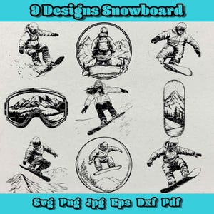 Snowboard Svg-bundel, wintersportafbeeldingen, snowboarden silhouet, snowboard thema vectorillustratie, skiboard Svg, snowboard voor logo