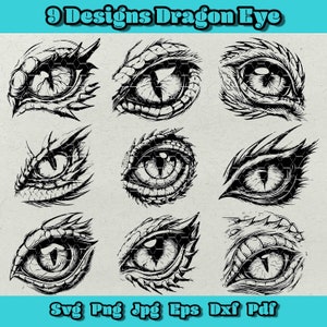 Paquete SVG de Ojo de Dragón, SVG de Ojo de la Bestia, SVG de Dragón, SVG de Animal Mítico, SVG de Tatuaje de Dragón, PNG de Juego de Tronos, Viserion, Rhaegal, Dfx