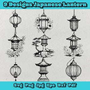 Japanese Lantern SVG Bundle: Asian Home Decor (Digital Download)