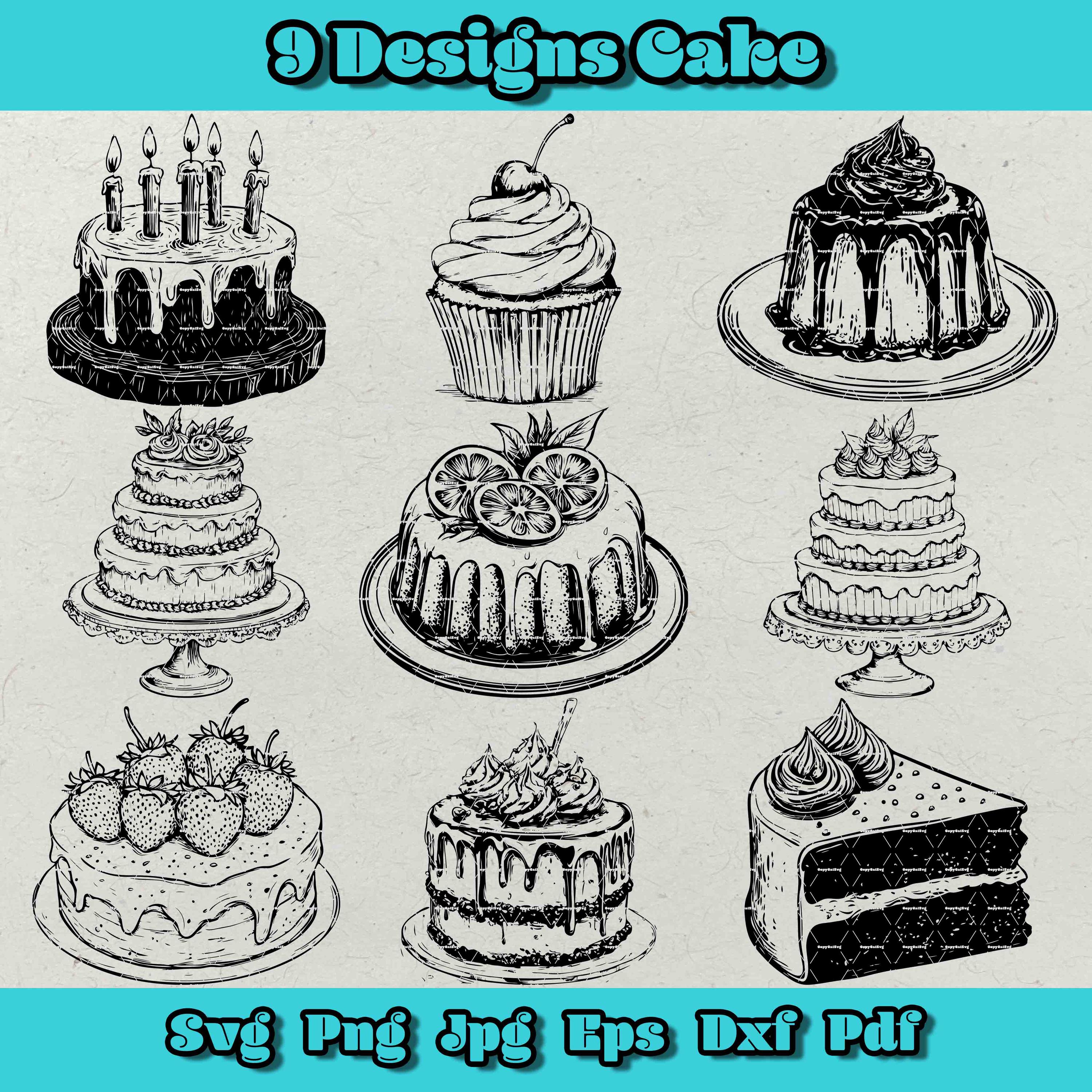 Cake Svg Bundle, 9 Cake Engraving Files, Fruitcake Png, Chocolate Cake ...