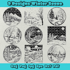Winters tafereel Svg-bundel, kerst-winters tafereel png, besneeuwde rustieke hut Svg, houten huisje Eps, kersttafereel SVG, besneeuwde houten huis Jpg dxf