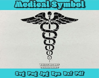 Caduceus SVG: Medicinsk symbol Clipart för lasergravering (Direkt nedladdning)