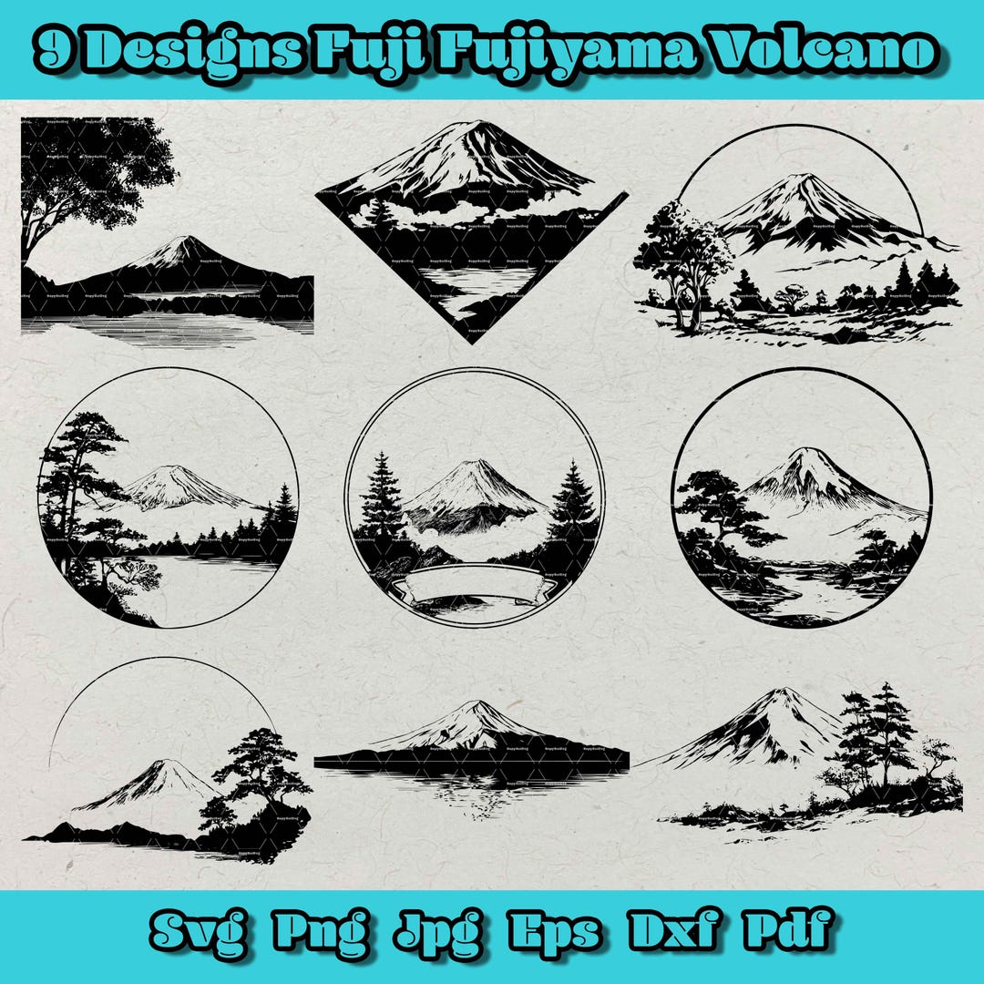 サイン入り foil希望の源ジアーダ プレイマット 2点　海鵜げそ Mount Fuji SVG Bundle: Japanese Volcano Landscape Designs for