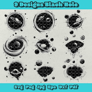Black Hole Svg Bundle, Outer Space Clipart, Galaxy Spiral Png, Cosmic Swirl Dxf, Sci-Fi Astronomy Art, Digital Black Hole Illustration