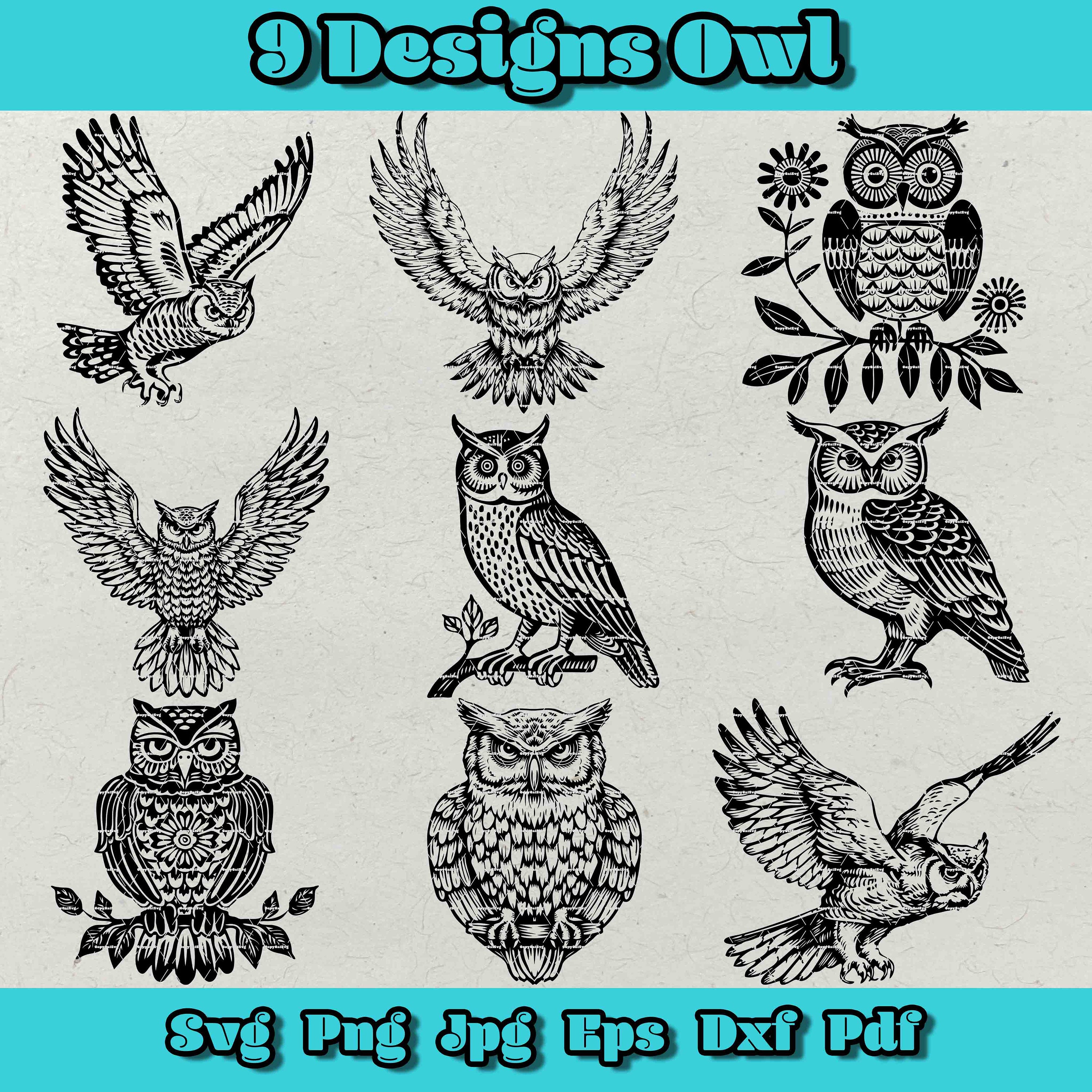 Owl SVG Bundle: Floral, Gothic, Mandala Designs (Digital Product)