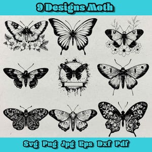 Vintage Moth SVG Bundle: Gothic Tattoo Design Clipart (Digital Download)