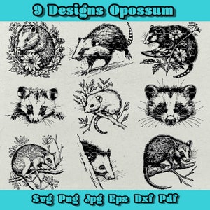 Opossum Svg Bundle, Floral Opossum Png, Peeking Opossum Dxf, Cute Opossum Eps, Possum Svg, Trash Panda Png,Possum Clipart,Opossum Cricut Svg