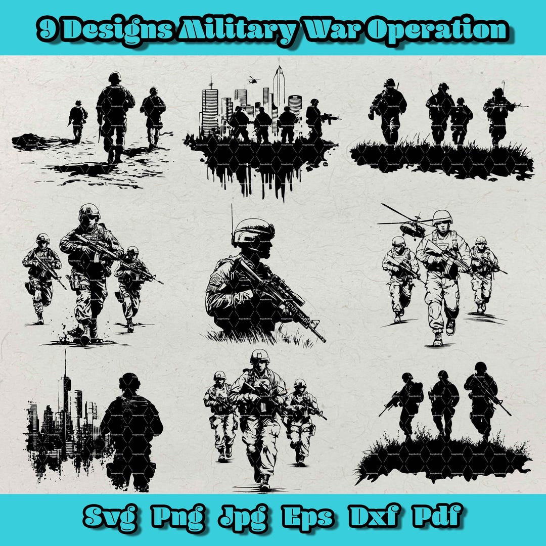 Military War Operation SVG Bundle: Soldier Graphics (digital Download ...