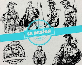 Spartan Warrior SVG Bundle: 36 Ancient Greek Gladiator Silhouettes