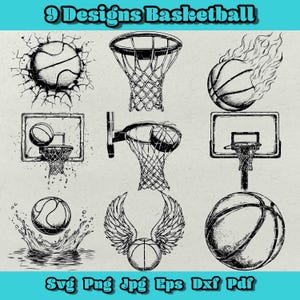 Basketball Svg Bundle,Basketball Ball Png,Basketball Hoop Svg,Basketball Hoop Net,9 Basketball Design,Flame Basketball Dxf,Winged Basketball