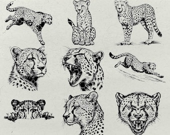 Cheetah SVG Bundle: Peeking Hunter Design (Digital Download)
