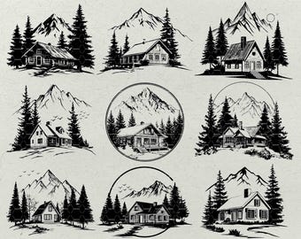 Mountain Cottage SVG Bundle: Rustic Cabin & Pine Tree Designs
