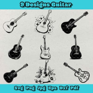 Guitar SVG Bundle: Acoustic & Electric Guitar Clipart (Digital Design Set)