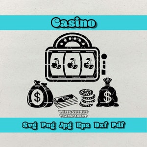 Casino Svg, Casino Game svg, Playing Cards svg, Chips svg,Gambling svg, Poker Clipart,Slots Svg,Hand Drawn Casino Themed Vector Illustration