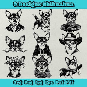 Chihuahua Svg Bundle, Cute Chihuahua Png, Funny Dog Clipart, Cowboy Chihuahua Eps, Superhero Pup Dxf, Floral Dog Vector, Cool Pet Design