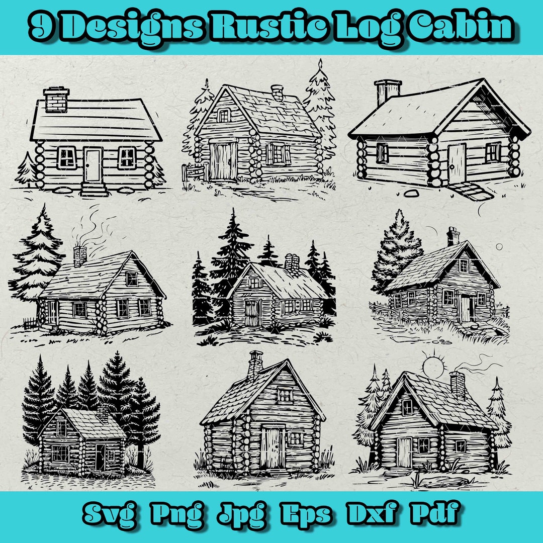 Rustic Ridge Svg Rustic Log Cabin SVG Bundle: Mountain House Clipart (digital Product ...