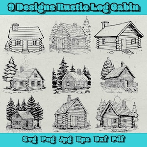 Pacchetto di immagini in formato SVG di una baita rustica, baita in legno in formato SVG, silhouette di baita in formato SVG, casa di montagna in formato SVG, clipart di baita in formato SVG, pacchetto di immagini in formato SVG di una baita da caccia