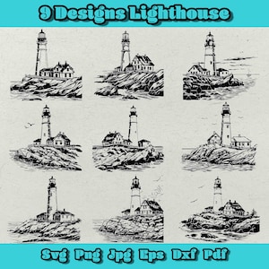 Pacchetto SVG faro, PNG faro, SVG oceano, SVG mare, Faro di Portland Head, Maine, Torre faro di Cape Elizabeth, Inghilterra, Design maglietta