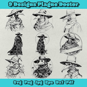 Pestdoktor Bundle, 9 Pestdoktor Designs, Pestdoktor Für Logo, Pestdoktor geknackt Maske svg, Death Sanitäter Dxf, Sanitäter Apotheker