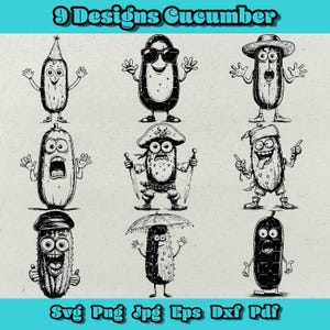 Pacchetto SVG di cetrioli, Cetriolo divertente PNG, Cetriolo pirata DXF, Cetriolo carino EPS, Cetriolo dei cartoni animati Clipart, Cetriolo spaventoso Vettore