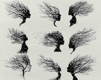 Windy Woman Tree SVG Bundle: Elegant Female Silhouettes (Laser Engraving & Print)
