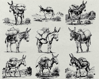 Loaded Donkey SVG Bundle: Rustic Farm Decor Designs (Digital Download