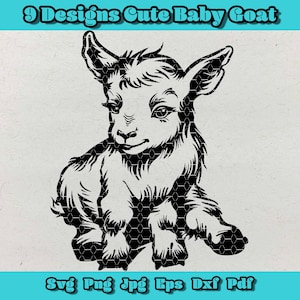Cute Baby Goat Svg, Farm Goat Png, Goat Clipart, Hand Drawn Goat Vector Illustration SVG Files For Laser Engraving, Goat Vector Silhouette